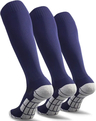 Vista 14 de CWVLC - Calcetines de fútbol (1/3/5 pares) calcetines altos hasta la rodilla, para deportes de equipo, para adultos, jóvenes y niños