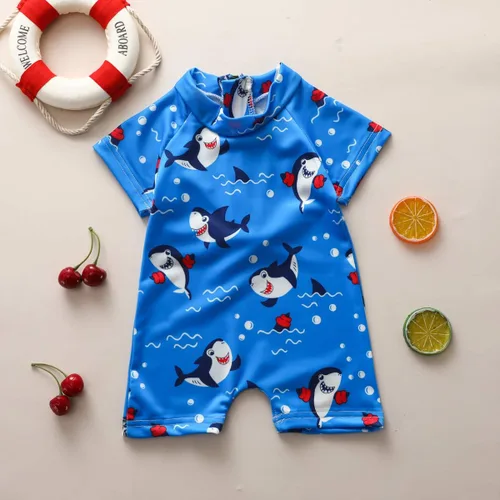 Vista 3 de Traje de baño para niños con estampado de tiburones para niños