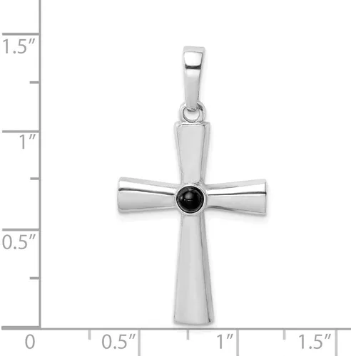 Vista 4 de Plata de ley rodiada Onyx Cruz colgante 1.181in 0.780in estilo QC9373