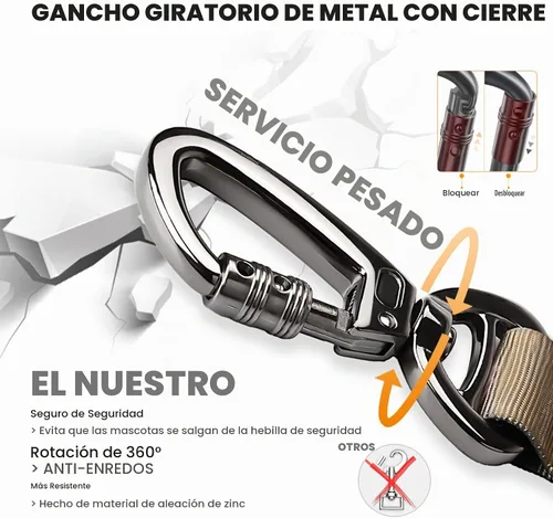 Vista 4 de Juego de collar táctico para perro y correa elástica, collar de nailon ajustable para perro con mango de control y hebilla de metal pesado