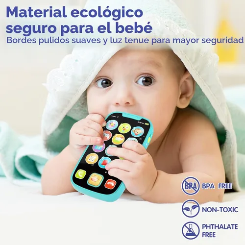 Vista 5 de Juguetes para niños de 1 año, 15 funciones, juguetes de niño de 1 año para niños de 1 año, teléfono de juguete para bebés, juguetes para bebés de 12