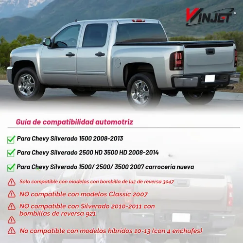 Vista 5 de Winjet Luces traseras LED para [2007-2013 Chevy Silverado 1500] [2007 2008 2009 2010 2011 2012 2013 2014 Silverado 2500/3500] Luces traseras LED