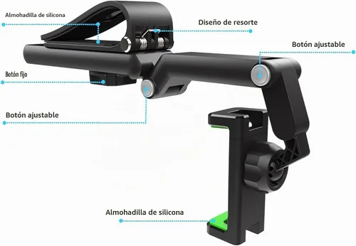 Vista 4 de Soporte giratorio y retráctil para teléfono para automóvil, multifunción con rotación de 1080°, soporte universal para teléfono celular, clip