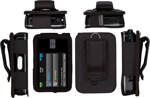 Vista 6 de Funda de cuero con protector de pantalla para bomba de insulina tándem tándem t:Slim X2 (marrón-A)