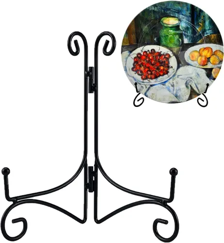 Vista 11 de Soporte para platos, soporte de placa de 6 pulgadas para exhibición, caballete de hierro negro de mesa para fotos, marco de fotos, obras de arte
