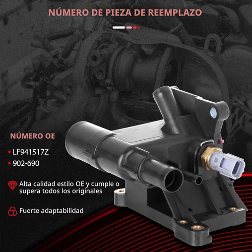 Vista 4 de CCIYU Termostato de salida de agua refrigerante del motor para Mazda 3 2006-2013