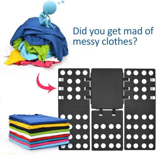 Vista 2 de Geniusidea Tabla para plegar camisas, tabla para plegar playeras para lavadero, tabla para plegar ropa de plástico PP ajustable, fácil de plegar