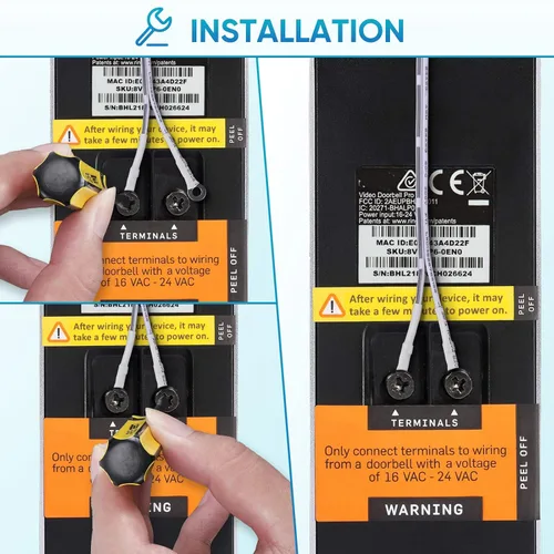 Vista 5 de Timbre de video con cable transformador de corriente, adaptador de corriente cableado, compatible con anillo, para timbre de video Nest