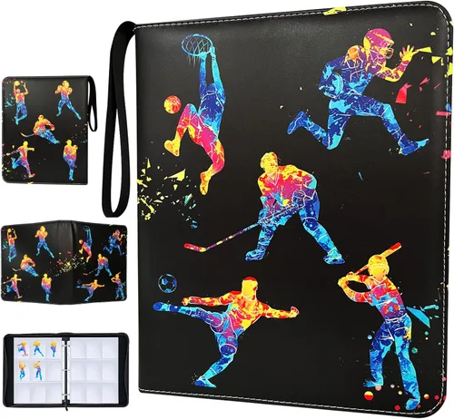 Vista 8 de Carpeta de tarjetas de baloncesto con mangas, 900 bolsillos para tarjetas intercambiables, 9 bolsillos con 50 fundas extraíbles con cremallera