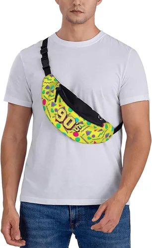 Vista 3 de Riñonera con patrón sin costuras de los años 80 y 90 estilo Memphis para hombres y mujeres, cintura informal ajustable para viajes, fiestas