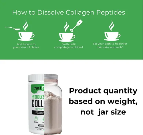 Vista 9 de Polvo de péptidos de colágeno – Colágeno bovino hidrolizado con vitamina C, ácido hialurónico, zinc y B3 – Polvo de proteína tipo 1 y 3 sin sabor