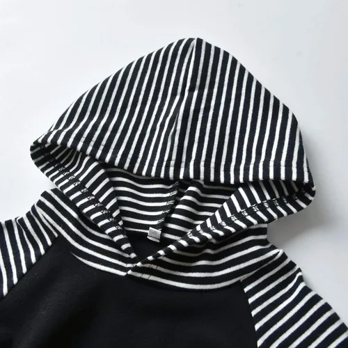 Vista 3 de Conjunto de sudadera con capucha de manga larga a rayas para bebé (niño) de Rebey