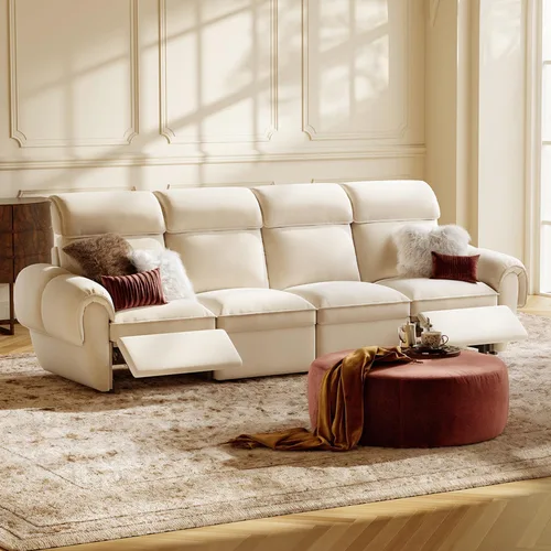 Vista 12 de ALIVING Sofá modular seccional, sofá reclinable de 3 plazas para sala de estar, blanco roto Blanco hueso