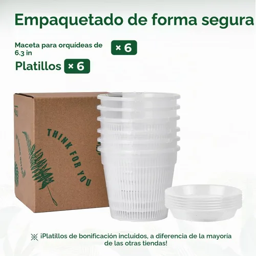 Vista 6 de T4U Clear Orchid Pots 6.3 Inch 6 Pack, Orchid Pot with Holes Repotting
