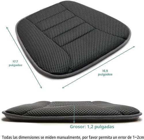 Vista 5 de AEROiVi Cojín para Asiento de Coche para Conducir, Malla de Aire 3D Transpirable, Fondo Antideslizante, Protector de Asiento de Coche Cómodo, Cojín