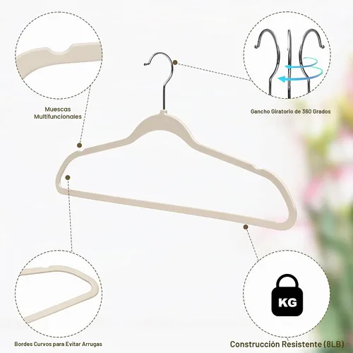 Vista 5 de Quality Hangers Paquete de múltiples perchas de plástico delgadas para ropa, perchas resistentes sin terciopelo rosa con gancho cromado giratorio
