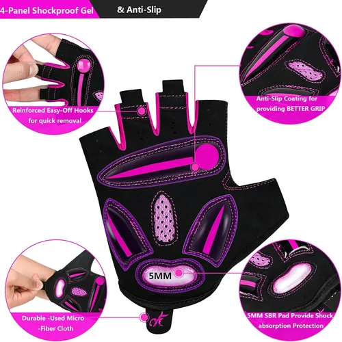 Vista 3 de BIKINGMOREOK Guantes de ciclismo para hombres y mujeres, guantes de bicicleta transpirables, almohadillas de gel de 0.197in, guantes de bicicleta