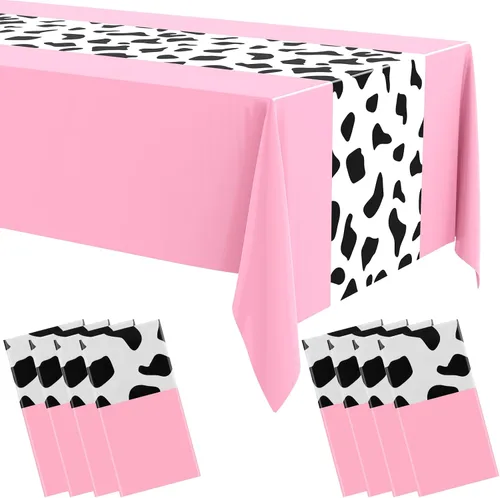 Vista 13 de Paquete de 3 manteles con estampado de vaca negra, 54 x 108 pulgadas, mantel rectangular desechable para fiesta de vaquera occidental, mi primer