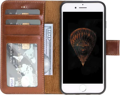 Vista 32 de HARDISTON Compatible con iPhone 7 Plus / 8 Plus Funda Cartera, Hecha a Mano de Cuero Genuino, Funda Magnética Desmontable con Tapa Abatible