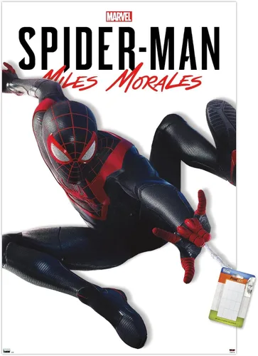 Vista 11 de Trends International Marvel Comics - Póster de pared de la serie Miles Morales, 22.4 pulgadas de largo x 14.7 pulgadas, versión enmarcada de madera