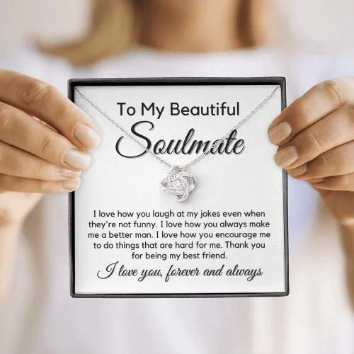 Vista 5 de to My Soulmate Love Knot Necklace - My Lovely Wife, Gifts for Girlfriend, Romantic Gifts for Her from Husband to Wife, Valentine's Day, for Wife BM1