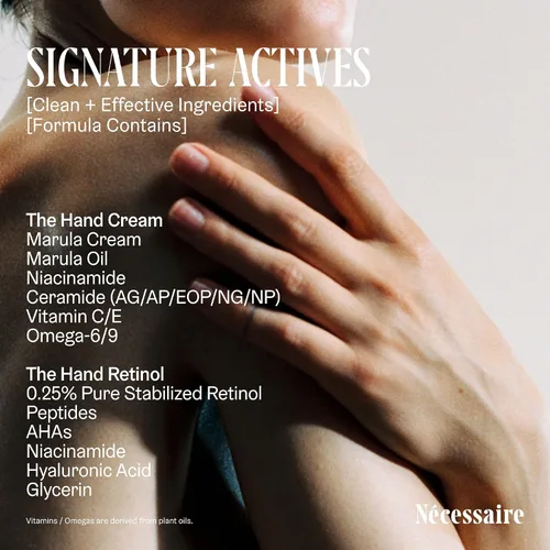 Vista 6 de Nécessaire The Hand Duo – El Set de Regalo de Vacaciones de Crema de Manos + Tratamiento de Manos con Retinol para Manos Secas – Humedad Diaria +