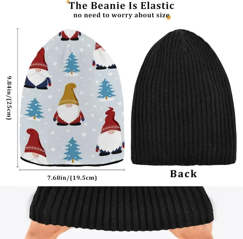 Vista 4 de SHJI Bolsa de regalo de bastón de caramelo de Navidad para hombre, gorro de invierno cálido de punto, gorro de cráneo Slouch Gorra de pesca, gorros