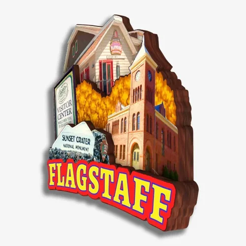 Vista 3 de Flagstaff - Imán de madera para nevera, colección de madera 3D, hecho a mano, recuerdos de ciudad de viaje, decoración del hogar, regalo -354