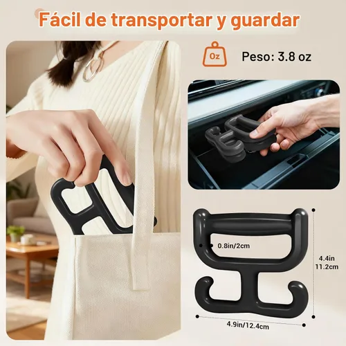 Vista 4 de Paquete de 2 bolsas de comestibles con asa para bolsas de plástico, cada una tiene capacidad para 100 libras, duradera, multiusos, resistente, Negro