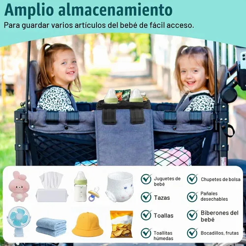 Vista 4 de W2 - Bandeja de aperitivos para cochecito Wonderfold W2, soporte para tazas de cochecito, almacenamiento de juguetes, accesorios de carro W2