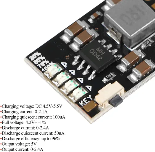 Vista 2 de 6 unids 2A 5V descarga de carga módulo integrado 3.7 V 4.2 V para batería de litio 18650 con aumento de carga Módulo de placa PCB de protección