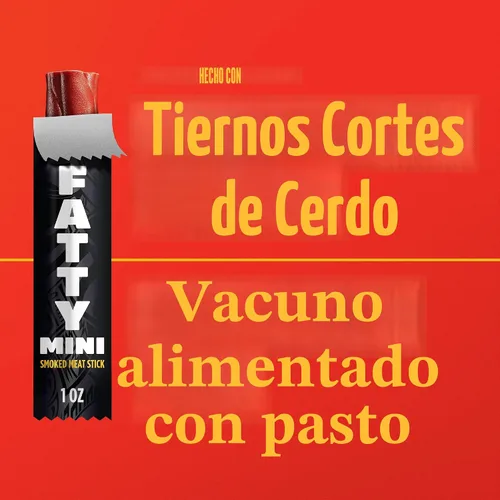 Vista 6 de FATTY Mini palitos de carne cecina, Original Minis, 1 oz.