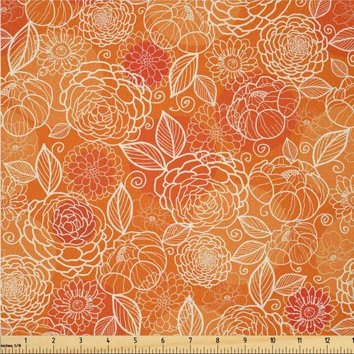 Vista 5 de Ambesonne The Yard, tela de cachemira de The Yard, diseño vintage de motivos botánicos orientales, flores, vibraciones psicodélicas, arte, tela