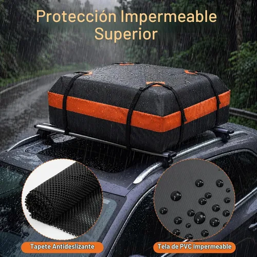 Vista 3 de 15 Cubic Feet Heavy Duty Waterproof Car Rooftop Cargo Carrier Bag Dark Orange