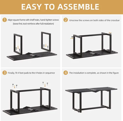 Vista 9 de Soporte para plantas para interiores y exteriores, estante plegable de metal para múltiples macetas, banco de listones de mediados de siglo