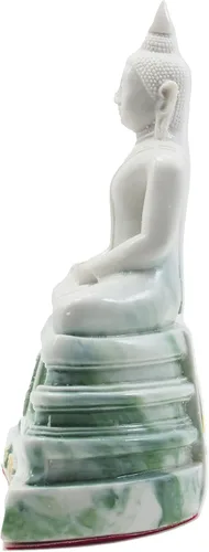 Vista 10 de BUDDHO Estatua de Buda Sothorn de mármol blanco de 6 pulgadas de alto. Estatua de Buda tailandés sentada para decoración del hogar, decoración