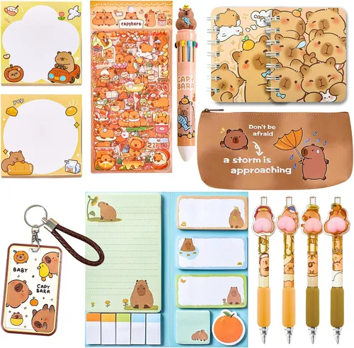 Vista 8 de Juego de 406 piezas de artículos de papelería de oso lindo, suministros de oficina Kawaii, incluye un divertido estuche para lápices, bolígrafos