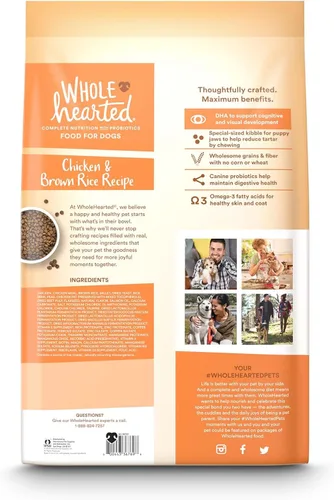 Vista 2 de WholeHearted by Petco All Breed Receta de pollo y arroz integral Alimento seco para cachorros, 30 libras.