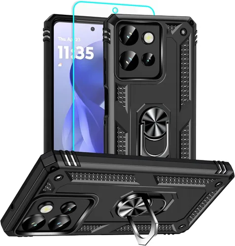 Vista 31 de HNHYGETE Funda para Motorola Edge 2025 con protector de pantalla: soporte giratorio de grado 360° (antideslizante) protección contra caídas y golpes