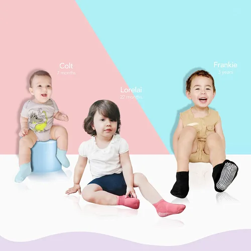 Vista 3 de CozyWay - Calcetines antideslizantes para bebés niños y niñas paquete de 6 y 12 unidades calcetines y tobilleras antideslizantes para bebés y niños