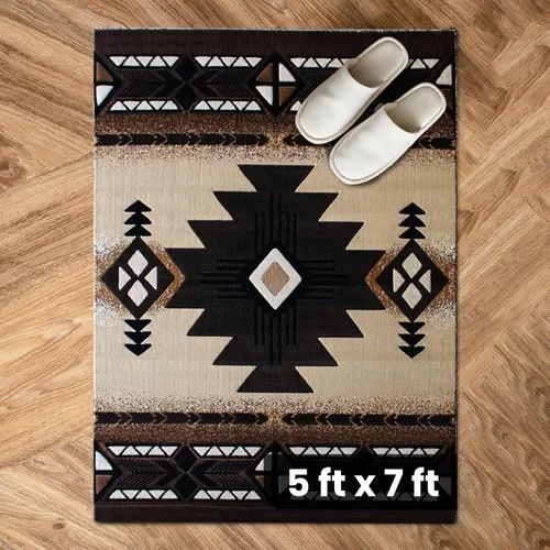 Vista 9 de YHSF South West - alfombra estilo nativo americano del suroeste C318 - fácil de limpiar, gruesa, suave, duradera, alfombra inspirada en tribus