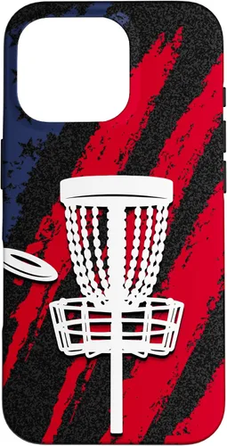 Vista 20 de iPhone 16 Disc golf american flag USA disc golfer dad Case