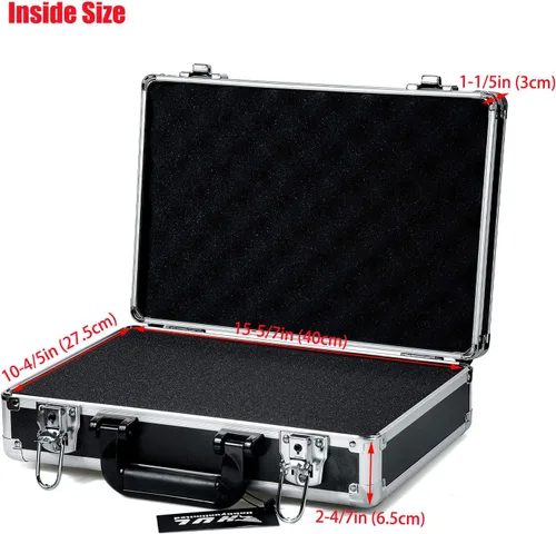 Vista 4 de HUL Caja de aluminio de dos tonos de 16 pulgadas con interior de espuma extraíble personalizable para instrumentos de prueba, cámaras, herramientas