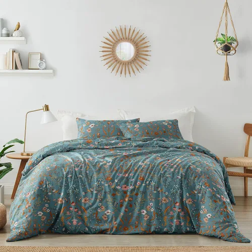 Vista 11 de Juego de ropa de cama de 2 piezas con borlas copetudas de macramé blanco y rosa bohemio, bohemio, elegante, tamaño individual/individual XL, funda