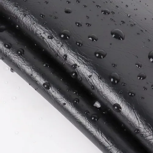 Vista 2 de Funda de piel sintética impermeable de 0.039 in, color negro, de vinilo marino, reparación, reemplazo para tapicería, automóviles, muebles, asientos