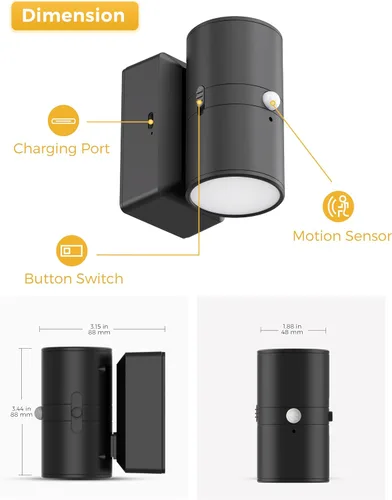 Vista 8 de L LOHAS LED Luz nocturna con sensor de movimiento, luz nocturna recargable