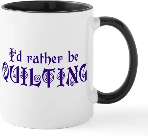 Vista 7 de CafePress I'd Rather Be Quilting Mug Taza de café de cerámica de 11 oz (11.0 fl oz)