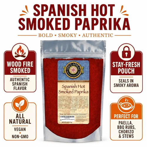 Vista 3 de Spice Appeal Pimentón ahumado caliente español en bolsa resellable para mantenerse fresco, 4 oz