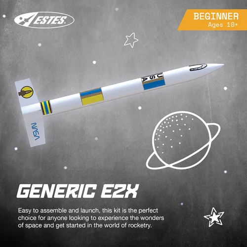 Vista 2 de Estes Kit genérico de construcción de cohetes E2X 2008, kit de modelo de cohete volador personalizable para principiantes a partir de 10 años