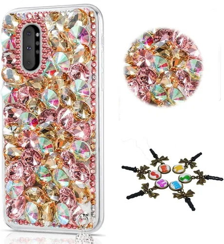 Vista 16 de Sparkle - Funda compatible con Samsung Galaxy A10e - Elegante funda 3D hecha a mano con diamantes de imitación de camelia - Negro